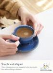 LE TAUCI 6 oz Cappuccino Cups with Saucers, Ceramic Coffee Cup for Au Lait, Double shot, Latte, Cafe Mocha, Tea - Set of 4, Ceylon Blue