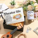 Didaey 3 Pcs Musical Theater Gifts for Women Funny Theatre Lover Gifts Theatre Makeup Bag Theater Life Cosmetic Bag 11.2 oz Coffee Mug Mask Keychain for Actors Actress