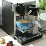 LE TAUCI 6 oz Cappuccino Cups with Saucers, Ceramic Coffee Cup for Au Lait, Double shot, Latte, Cafe Mocha, Tea - Set of 4, Ceylon Blue