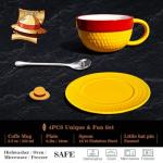 shiningsoul 4 PCS OP Anime Novelty Straw Hat Ceramic Coffee Mug Set - Lufffffy Hat 3D Mug with Saucer, Engraved Spoon & Enamel Pin, Collectible Tea/Coffee Accessories for Drinkware Anime Gift
