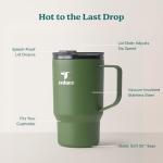 REDUCE 18 oz Hot1 Stainless Steel Insulated Mug with Temperature Adjusting Lid - Dual-Wall Vacuum, Cupholder Friendly - Keeps Drinks Hot for 6 Hours - Ideal for Coffee, Tea & Other - Sage