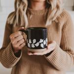 Sweet Water Decor White Ghosts Black Halloween Mugs - Halloween Coffee Mug Dishwasher & Microwave Safe - Fall Mug for Coffee & Hot Cocoa or Seasonal Brew - Black Stoneware Ghost Mugs