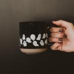 Sweet Water Decor White Ghosts Black Halloween Mugs - Halloween Coffee Mug Dishwasher & Microwave Safe - Fall Mug for Coffee & Hot Cocoa or Seasonal Brew - Black Stoneware Ghost Mugs
