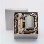 Ceramic Coffee Mug with Bamboo Lid, Wooden Handle and Spoon, Multiple Colors (gray)