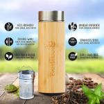 17 oz-Bambuood Premium Vacuum Insulated Stainless Steel Bamboo Tumbler - Leak Proof Bamboo Tumbler Thermos for Loose Leaf Tea, Coffee & Fruit-Infused Drinks - Keeps Cold 24/Hot 12 Hrs.