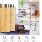 17 oz-Bambuood Premium Vacuum Insulated Stainless Steel Bamboo Tumbler - Leak Proof Bamboo Tumbler Thermos for Loose Leaf Tea, Coffee & Fruit-Infused Drinks - Keeps Cold 24/Hot 12 Hrs.