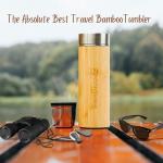 17 oz-Bambuood Premium Vacuum Insulated Stainless Steel Bamboo Tumbler - Leak Proof Bamboo Tumbler Thermos for Loose Leaf Tea, Coffee & Fruit-Infused Drinks - Keeps Cold 24/Hot 12 Hrs.