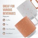 American Atelier Stackable Coffee Mugs 2 Pc Set | 14oz Ceramic Cups for Kitchen Countertop, Tabletop, Island, or Café Display | Gift for Tea & Coffee Lovers (Coral)