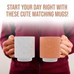 American Atelier Stackable Coffee Mugs 2 Pc Set | 14oz Ceramic Cups for Kitchen Countertop, Tabletop, Island, or Café Display | Gift for Tea & Coffee Lovers (Coral)