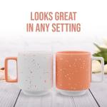 American Atelier Stackable Coffee Mugs 2 Pc Set | 14oz Ceramic Cups for Kitchen Countertop, Tabletop, Island, or Café Display | Gift for Tea & Coffee Lovers (Coral)