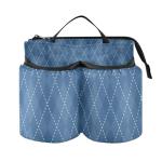 ElliTarr Luggage Cup Holder for Suitcases Free Hands Travel Cup Holder Portable Suitcase Cup Drink Holder Luggage Cup Caddy Bag Carrier Geometric Argyle Navy Blue