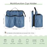 ElliTarr Luggage Cup Holder for Suitcases Free Hands Travel Cup Holder Portable Suitcase Cup Drink Holder Luggage Cup Caddy Bag Carrier Geometric Argyle Navy Blue