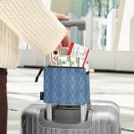 ElliTarr Luggage Cup Holder for Suitcases Free Hands Travel Cup Holder Portable Suitcase Cup Drink Holder Luggage Cup Caddy Bag Carrier Geometric Argyle Navy Blue