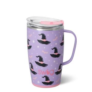 Swig Life 18oz Travel Mug, Halloween Insulated Tumbler with Handle and Lid, Travel Coffee Mug, Cup Holder Friendly, Stainless Steel 18 oz Tumbler, Reusable Insulated with Lid (Spellbound)