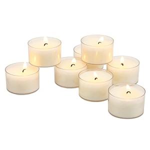 Stonebriar Bulk 24 Pack Unscented Smokeless Long Burning Clear Cup Tea Light Candles with 6 to 7 Hour Extended Burn Time