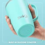 Swig Life 18oz Travel Mug, Insulated Tumbler with Handle and Lid, Cup Holder Friendly, Dishwasher Safe, Stainless Steel, Travel Coffee Cup (Aqua)