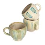 Creative Co-Op 12 oz. Geometric Stoneware Mug, Green and Blue, Set of 3
