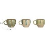 Creative Co-Op 12 oz. Geometric Stoneware Mug, Green and Blue, Set of 3