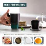 suyika Ceramic Tea Cup with Infuser and Lid Tea Mugs Wooden Handle 400ml/13.5oz Dark Green