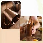YJX 5.9oz Mugs Set of 4, Hammered 304 Stainless Steel Coffee Cups, Double Wall Insulated Mug, Copper Tea Cup with Handle, Lightweight Teacups, for Tea, Cold Drinks, Beer, Wine, Bars, Parties(175ml)