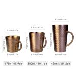 YJX 5.9oz Mugs Set of 4, Hammered 304 Stainless Steel Coffee Cups, Double Wall Insulated Mug, Copper Tea Cup with Handle, Lightweight Teacups, for Tea, Cold Drinks, Beer, Wine, Bars, Parties(175ml)
