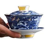 Jingdezhen Chinese Gaiwan Handmade 6oz/170ml China Blue and White Porcelain Gaiwan Kungfu Teacup Traditional Chinese Teaware Tea Set