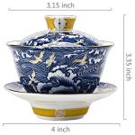 Jingdezhen Chinese Gaiwan Handmade 6oz/170ml China Blue and White Porcelain Gaiwan Kungfu Teacup Traditional Chinese Teaware Tea Set