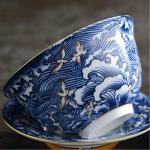 Jingdezhen Chinese Gaiwan Handmade 6oz/170ml China Blue and White Porcelain Gaiwan Kungfu Teacup Traditional Chinese Teaware Tea Set