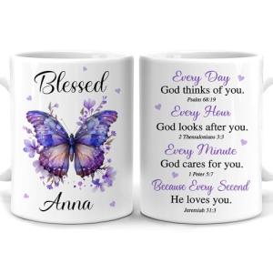 Hyturtle Personalized Christian Mug - Religious Christian Gifts For Women - Encouragement Religious Gifts For Mom Her - Bible Verse Present Decor - Custom Name Coffee Cup Ceramic Mug 11 oz 15 oz