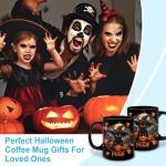 Hyturtle Personalized Halloween Black Cat Mug - Black Cat Gifts For Women Lover - Pet Spooky Season Gifts For Her Lover - Halloween Decor For Birthday - Custom Name Coffee Cup Ceramic Mug 11 Oz 15 Oz