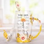 Macorner You Are Gifts Personalized Enamel Flower Tea Cup, Bible Verse Tea Cup, Motivation Gift for Girl Woman