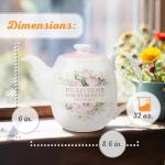 Christian Art Gifts Women's White Ceramic Teapot for One: He Gives Me New Strength - Psalm 23:3 Inspirational Bible Verse, Novelty/Vintage Pink Rose Flower Bouquet w/Golden Foil for Hot & Cold, 32 oz.