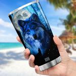 KOIXA Wolf Coffee Cup Tumbler With Lid - 20oz Travel Mug - Wildlife Animal Theme - Perfect For Wolf Lovers - Birthday Gifts For Men