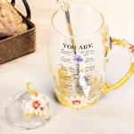 Macorner You Are Gifts Personalized Enamel Flower Tea Cup, Bible Verse Tea Cup, Motivation Gift for Girl Woman