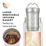 Pinky Up Blair Travel Infuser Mug, Double-Walled Glass, Stainless Steel Strainer, 16 Oz, Bouquet