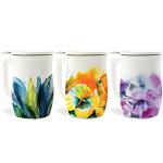 Tea Forte Blue Agave Fiore Ceramic 14 ounce Tea Mug with Infuser and Lid, Ceramic Cup with Handle for Steeping Loose Leaf Teas, Dishwasher & Microwave Safe