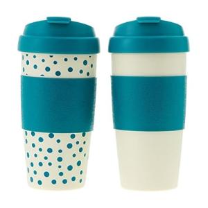 Copco 5237050 Reusable Set of 2 Insulated Double Wall Travel Mugs 16-ounce White/Teal
