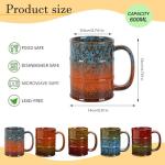 Yellow and Red 20 oz Ceramic Coffee Mugs - Large, Dishwasher and Microwave Safe for Office and Home
