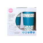 Copco 5237050 Reusable Set of 2 Insulated Double Wall Travel Mugs 16-ounce White/Teal