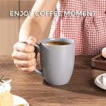 AmorArc 12 OZ Coffee Mugs, Matte Gray Coffee Cups with Large Handle for Man, Woman, Ceramic Coffee Mugs Set of 12 for Latte/Cappuccino/Cocoa/Milk, Dishwasher & Microwave Safe