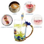 Flower Tea Cup ,Butterfly Rose Clear Glass Fancy Coffee Mug with Spoon,Gift Box for Her Mom Wife Grandma Girls Friends Valentines Christmas Birthday Present Idea for Juice,Hot And Cold Drinks Use
