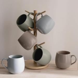 Ava Nord Ceramic Coffee Mugs Set of 6, 14oz - Modern Scandinavian Aesthetic Cup - Microwavable Stoneware Coffee Cups with Comfortable Handle - Tea Mug Set for Latte, Cappuccino, Soup - Mixed Neutrals