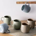Ava Nord Ceramic Coffee Mugs Set of 6, 14oz - Modern Scandinavian Aesthetic Cup - Microwavable Stoneware Coffee Cups with Comfortable Handle - Tea Mug Set for Latte, Cappuccino, Soup - Mixed Neutrals
