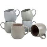 Ava Nord Ceramic Coffee Mugs Set of 6, 14oz - Modern Scandinavian Aesthetic Cup - Microwavable Stoneware Coffee Cups with Comfortable Handle - Tea Mug Set for Latte, Cappuccino, Soup - Mixed Neutrals