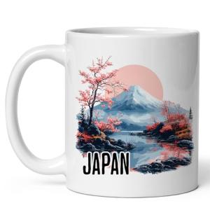 Japan Ceramic Coffee Mug 11oz Asia Ancient Culture Land of the Rising Sun – Tea Coffee Mug with Comfortable Grip – Unique Travel Gift Cup for Office or Home – Vibrant Long-Lasting Print ID44991