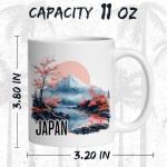 Japan Ceramic Coffee Mug 11oz Asia Ancient Culture Land of the Rising Sun – Tea Coffee Mug with Comfortable Grip – Unique Travel Gift Cup for Office or Home – Vibrant Long-Lasting Print ID44991