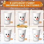 Sliner 120 Pcs Christmas Snowman Disposable Paper Coffee Tea Cups with Lids Winter Wonderland Xmas Cocoa Cups for Juice Hot Cold Beverage Drinks Seasonal Holiday Party Supplies(12 oz)