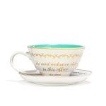 Silver Buffalo The Office Finer Things Club Tea Gold Foil Boxed Ceramic Teacup and Saucer, 12 Ounces