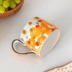 Ceramic Coffee Mug, 12oz Cute Floral Coffee Mugs with Large Handle, Orange Flower Design Stoneware Tea Cup for Office and Home