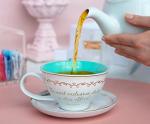 Silver Buffalo The Office Finer Things Club Tea Gold Foil Boxed Ceramic Teacup and Saucer, 12 Ounces